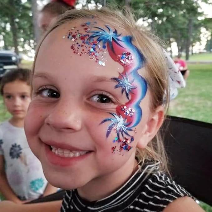 Mysense Patriotic Red White and Blue Body Glitter Stick,4th of July Accessories,Sparkling Face Hair Glitter for Fourth of July Outfit Women Kids,American Pride USA Flag Makeup for Independence Day