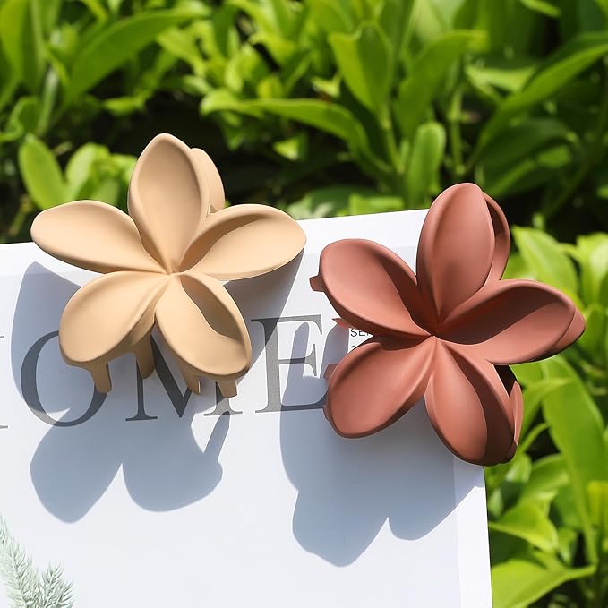 Hair Clip, 6 Pcs Large Flower Claw Clips for Thick & Medium Hair, Hawaiian Flower Hair Clips, Beach Hair Accessories for Women and Girls - Basic