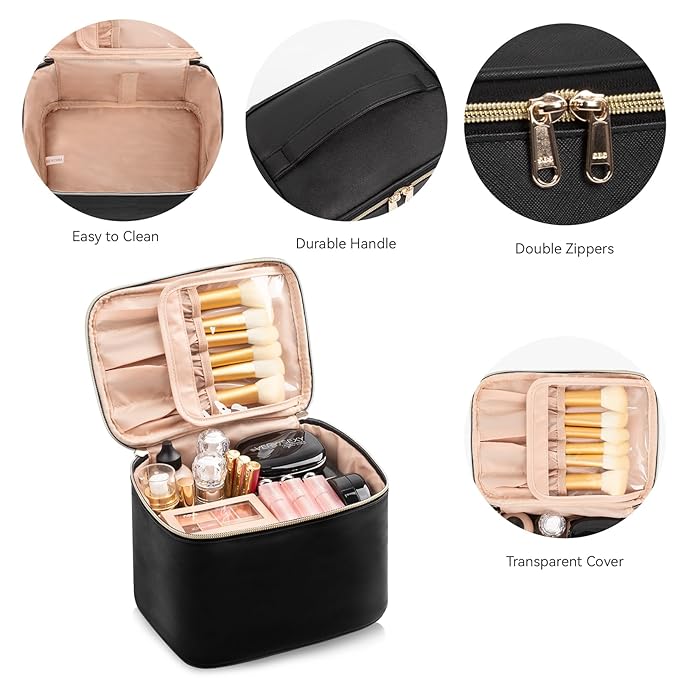 OCHEAL Makeup Bag, Large Capacity Travel Make Up Bag for Cosmetics Vertical Storage,Toiletry Bag for Skincare Makeup Organizer Bag
