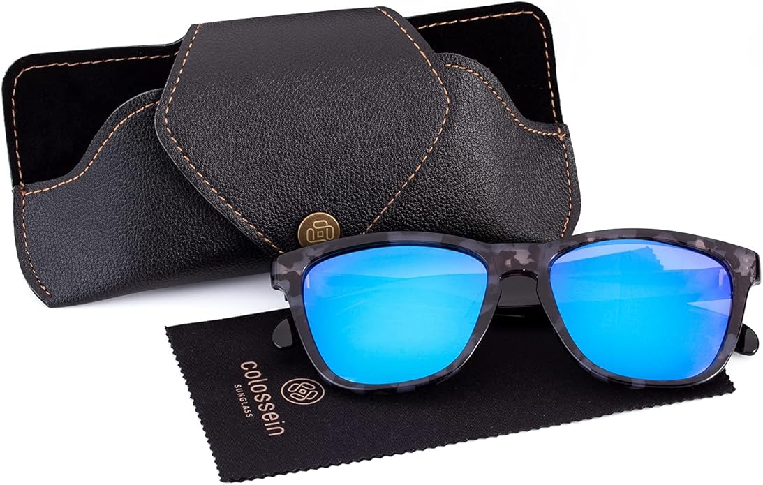 COLOSSEIN Sunglasses Womens,Classic Square Frame UV400 Mirrored Lens,Sunglasses Fit For Beach,Vacation,Driving