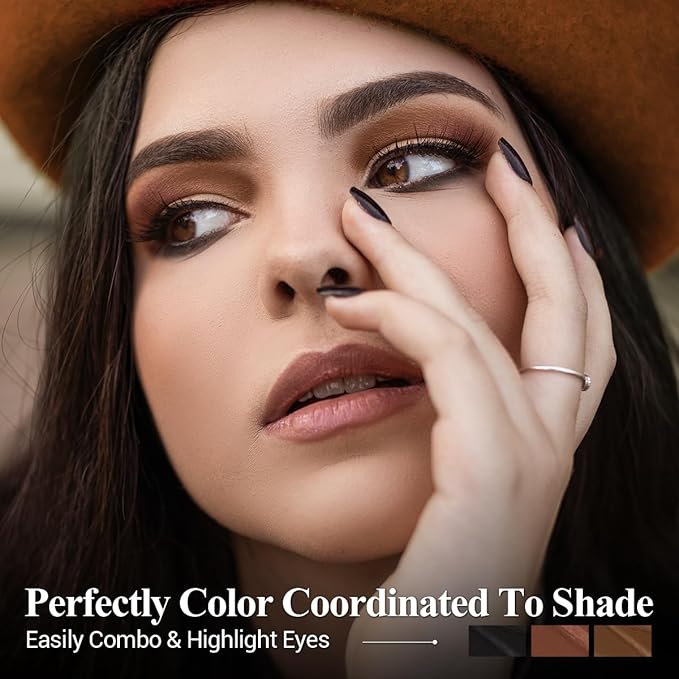 Neutral Eyeshadow Stick Makeup Set, Metallic Shimmer Matte Cream Eye Shadow Eyeliner Brightener Pencil Crayon - BROWN CASHMERE