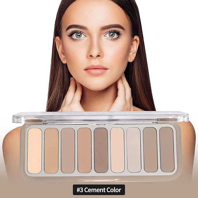 9 Colors Matte Naked Eyeshadow Palette Neutral Nude Smoky Eye Shadow Pallet Gray Taupe Brown High Pigmented Ultra-Blendable Waterproof Long Lasting Makeup Palettes Suitable for Older Women