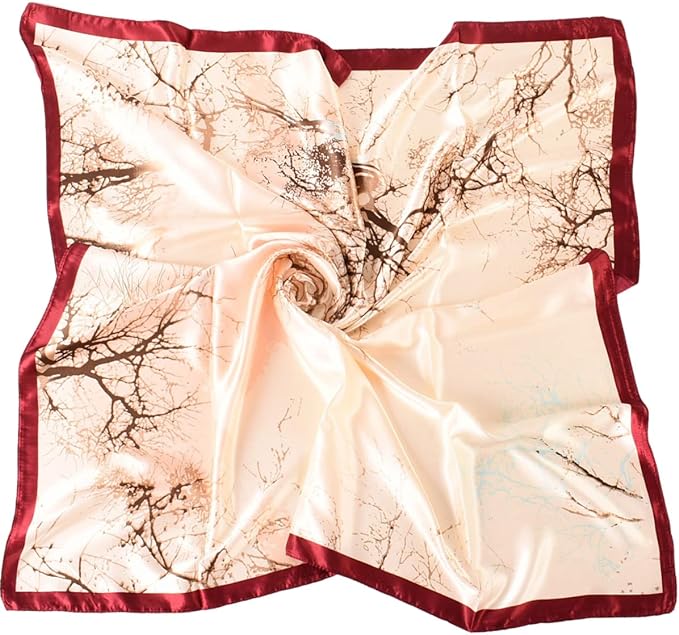 35 x 35 Women's Fashion Pattern Large Square Silk Like Hair Scarf Head Sleeping Wrap Satin Neck Bandana for Gift…