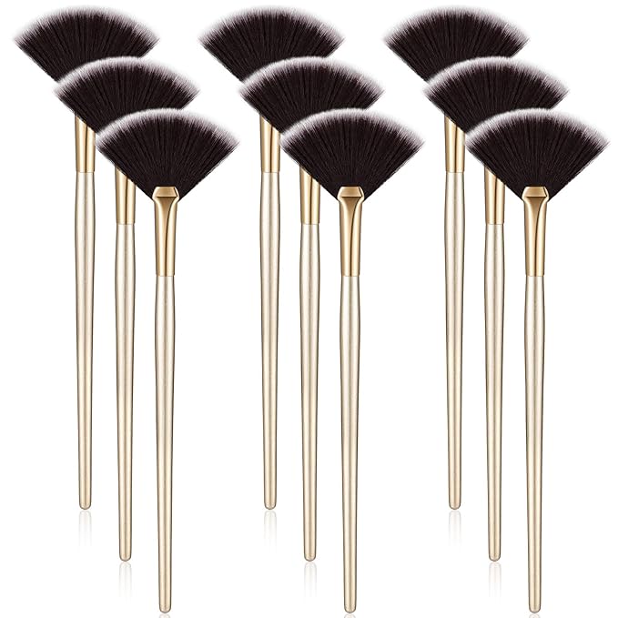 9 Pieces Facial Fan Mask Brushes, Soft Facial Applicator Brushes Tools for Peel Glycolic Makeup for Mud Cream(Brown)