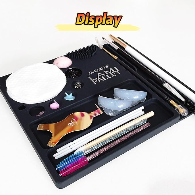 Silicone Palette for Lash Lift Brow Lamination Palette,Silicone Palette for Lash Lift and T-int 9 Function Tray for Eyelash Lifting Brow Lamination,DIY Tint Mixing Tool for Perming Lashes (Black)
