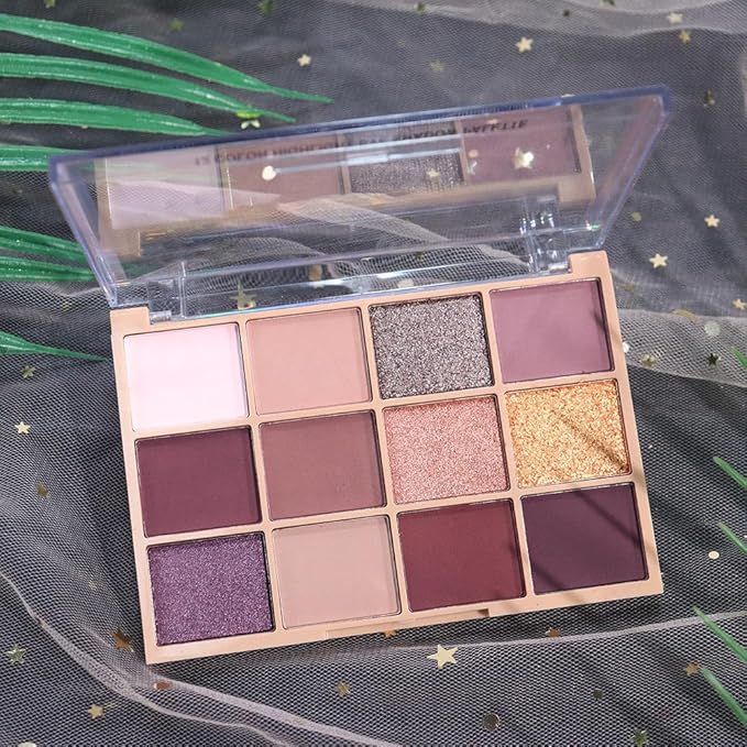Neutral Smokey Eye Shadow Palette,Nude Mauve Rose Gold Cream Eyeshadow Palette,Make Up Pallets for Women Highly Pigmented Natural Eyeshadow for Eyes Long Lasting Naturing-Looking,Blendable,Vegan
