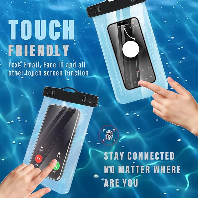 2 Pcs Waterproof Phone Pouch, Universal IPX8 Waterproof Phone Case for iPhone 16 15 pro max 14 13 12 11 Plus XS XR Samsung S24 S23 up to 6.8'', Water Proof Dry Bag for Swimming Kayak Beach Vacation