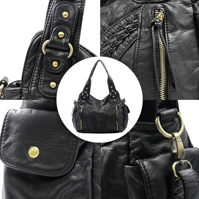 Montana West Washed Leather Hobo Bags for Women Roomy Handbags with Crossbody Strap