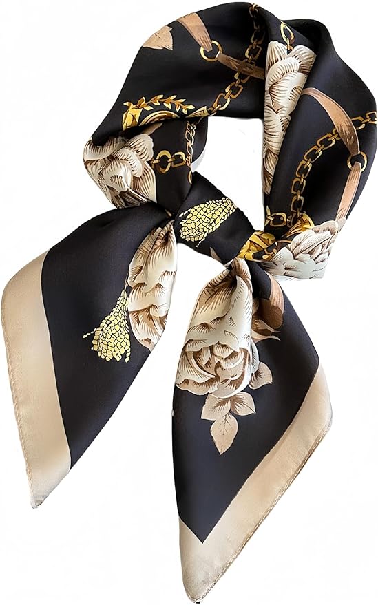 MINIDORA Satin Scarves for Women 27.5 × 27.5 inches Medium Square Elegant Silk Feeling Head Scarf