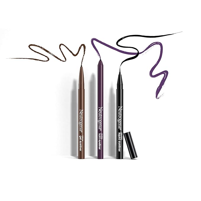Neutrogena Intense Gel Eyeliner with Antioxidant Vitamin E, Smudge- & Water-Resistant Eyeliner Makeup for Precision Application, Dark Brown, 0.004 oz