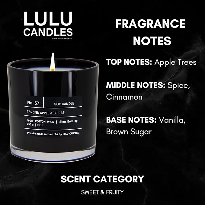 Lulu Candles | Candied Apples & Spices | Smells Sweet & Fruity | Luxury Scented Soy Jar Candle | Hand Poured in The USA | Highly Scented Long Lasting (9 Oz.)