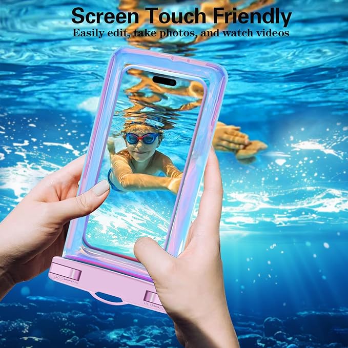 2 Pack Iridescence Universal Waterproof Phone Pouch, Large Phone Waterproof Case Dry Bag (Protection Level: IP68) Outdoor Sports for Apple iPhone,Samsung,and up to 7.5" (Iridescence 2 Pack)