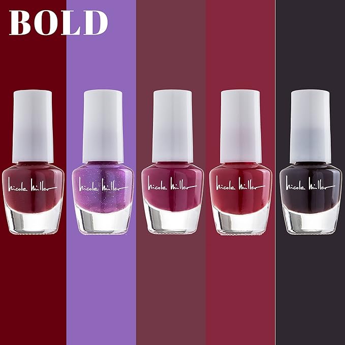 Nicole Miller Mini Nail Polish Set – Glossy, Vibrant Colors for Fingernails & Toenails, 2 Pack Trendy and Floral Collection