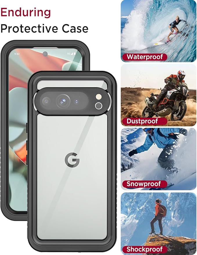Miimall Cases for Google Pixel 9 Pro XL Case Waterproof, Built-in Camera & Screen Protector, IP68 Waterproof, Military Grade Shockproof Dustproof Full Body Rugged Phone Case for Pixel 9 Pro XL 6.8"