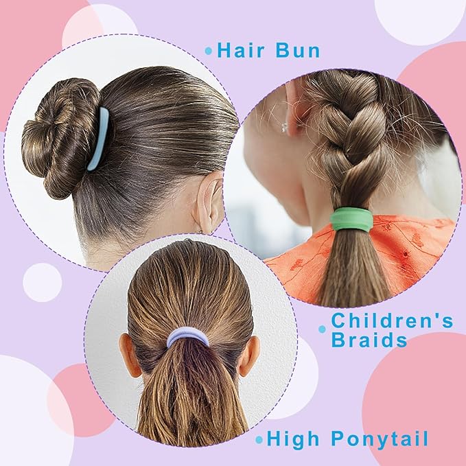 150PCS Hair Ties, IKOCO Colorful Hair Ties for Women No Damage, Cotton Seamless Ponytail Holders for Thick Hair, 5 Colors