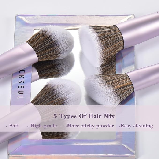 Purple 10Pcs Makeup Brushes, Wooden Makeup Brush set And Sponges And Water Filter Cup,Soft Make up Brush For Women/Girls, For Powder Foundation Eye Shadow Concealer, Etc., (Purple 13Pcs)