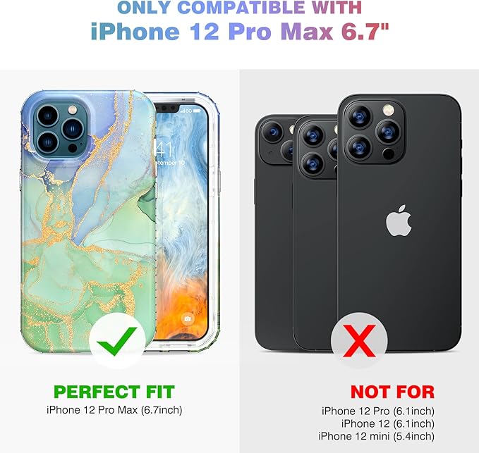 Miracase Designed for iPhone 12 Pro Max Case, Full Body Rugged Case with Built-in Touch Sensitive Anti-Scratch Screen Protector, Soft TPU Case Compatible with iPhone 12 Pro Max 6.7", Gilt Green