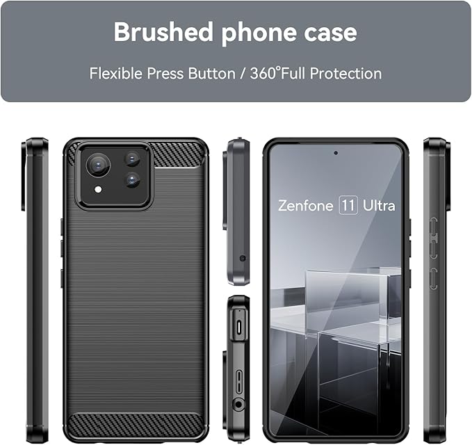 for ASUS Zenfone 11 Ultra Phone case, Shockproof, Scratch Resistant Carbon Fiber Jacket, Soft TPU,for Zenfone 11 Ultra case (Black)