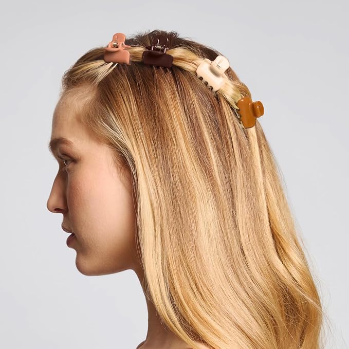 Kitsch Small Hair Clips for Women and Girls – Mini Claw Clips – Hair Accessories for Women – Daily Styling, Recycled, Sedona – 8pc Set