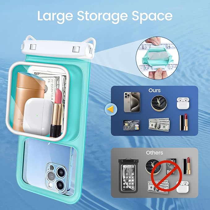 Niveaya [Floatable Floating Waterproof Phone Pouch 2 Pack-Up to 8.5", Large Space Adjustable Neck Lanyard Waterproof Phone Case, Phone Dry Bags for Vacation Beach Pool Kayak Cruise Travel Essentials