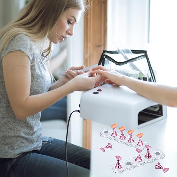 4 Set Nail Holder Stand - Display Fake Wave Shape Acrylic Nails, Magnetic Holder & Practice Station