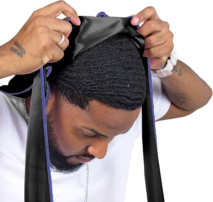 4PCS Silky Durags for Men Women 360 Waves with 1 Wave Cap, Silky Satin Durag Extra Long Tails