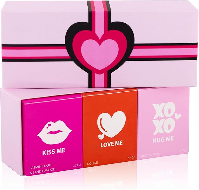 Lulu Candles | Valentines Day Candle | Romantic Gifts for Her, Women, Wife | Jasmine, Oud & Sandalwood, Pink Crystal, Rouge | Luxury Scented Soy Jar Candles | Crafted in USA | Highly Scented -Gift Set