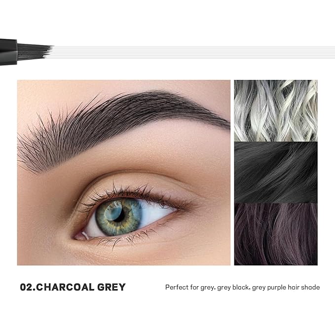 2 Pack Microblading Eyebrow Pen and Brow Tint for Women with Angled Brush & Dip to Effortlessly Create Natural Hair Like Brows, Waterproof Fast Eye Brow Makeup Pencil, Last All Day (Charcoal Grey)