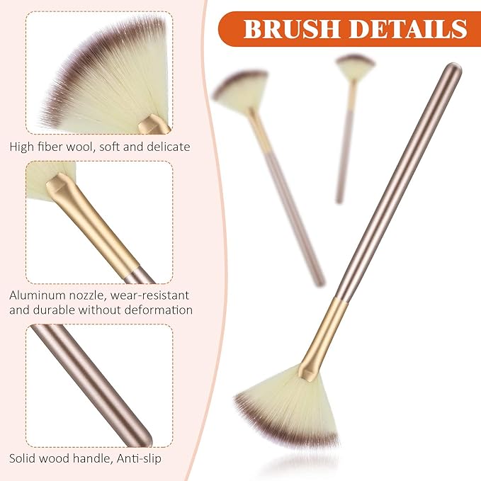 9 Pieces Facial Fan Mask Brushes, Soft Facial Applicator Brushes Tools for Peel Glycolic Makeup for Mud Cream(Champagne)
