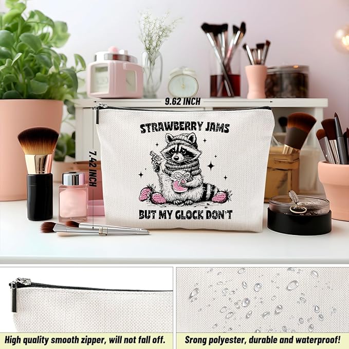 4PCS Raccoon Makeup Bag Sarcastic Humor Cosmetic Bag Funny Pun Animal Raccoon Gifts for Women Friends Sisters Bestie Coworkers Mom Christmas Birthday Gifts Travel Toiletry Bags