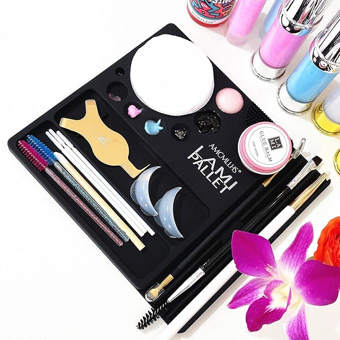 Silicone Palette for Lash Lift Brow Lamination Palette,Silicone Palette for Lash Lift and T-int 9 Function Tray for Eyelash Lifting Brow Lamination,DIY Tint Mixing Tool for Perming Lashes (Black)