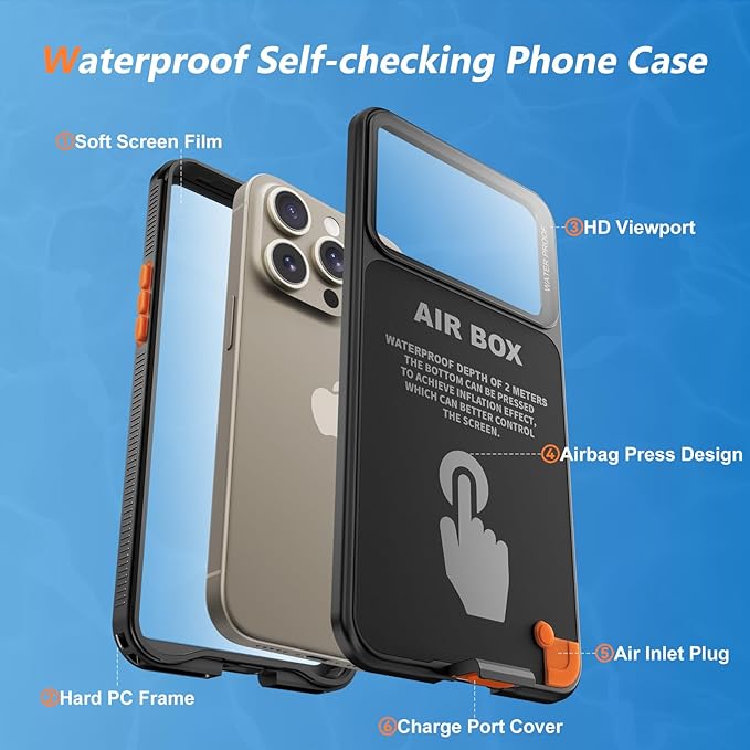 Mitywah Waterproof Case for iPhone, Underwater Snorkeling Diving Phone Case for iPhone 15PM 14PM 13PM 12PM /15PLUS 14PLUS, HD Underwater Photography Snorkeling Case Travel Essentials Black