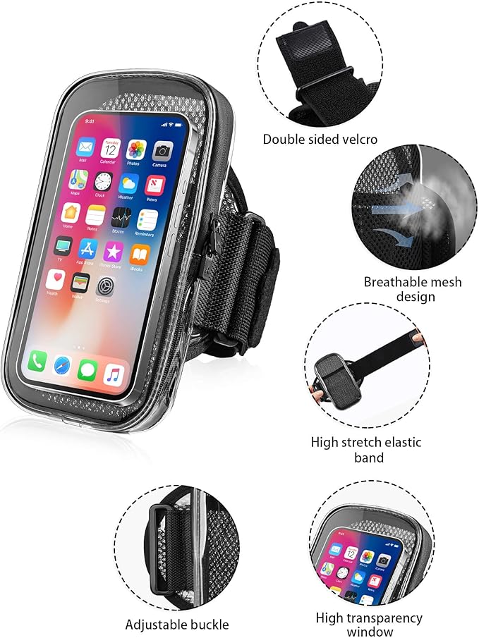 Phone Holder for Running, Arm Band for Phone for Running, Running Essentials for Women and Men, Arm Band Gear with Keycard Pocket for iPhone 15 14 13 12 11 Pro Max Plus Pixel Up to 6.9''