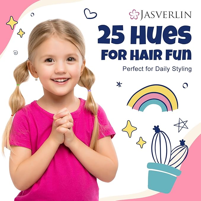 2000Pcs Colorful Rubber Bands, Mini Elastic Hair Ties Girls Women Hair Elastics Bands No Damage Rainbow Styling Accessories 25 Colors