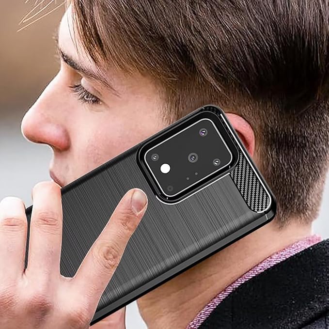 for Samsung Galaxy S20+Plus Phone case, Shockproof, Scratch Resistant Carbon Fiber Jacket, Soft TPU, for Galaxy S20+Plus case (Black)