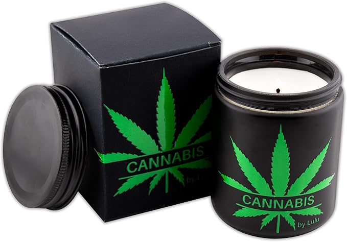 Lulu Candles | Cannabis | Luxury Scented Soy Jar Candle | Hand Poured in The USA | Highly Scented & Long Lasting | 8 Oz. Mason Jar