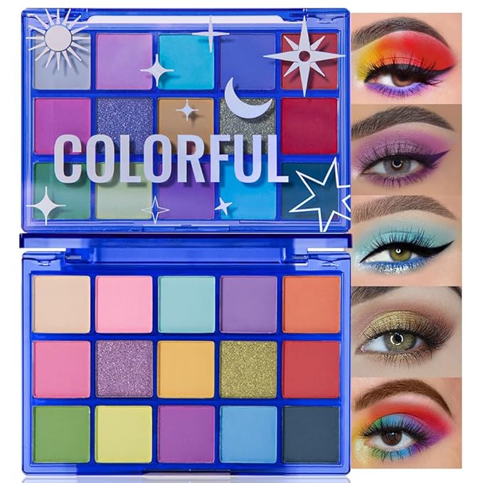 15 Color Eyeshadow Palette,Professional Eye Shadow-Rich Shades Matte Shimmer Makeup Pallet,Highly Pigmented Colorful Powder Long Lasting Waterproof Eye Shadow,Easy-Blend Makeup Kit