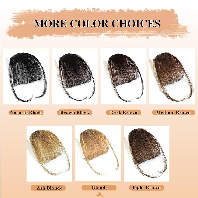 NAYOO Wispy Bangs Hair Clip -Blonde 100% Real Human Hair Clip in Bangs for Women Fringe with Temples Hairpieces for Daily Wear