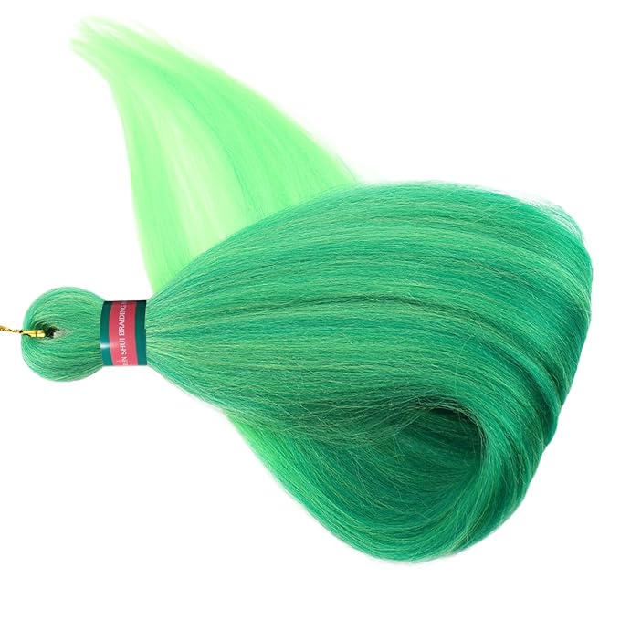 Ombre Green Pre stretched Braiding Hair 2 Packs Pre feathered Braid Hair Extensions 30 Inches Hair Braids