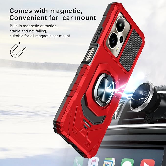 for Cricket Outlast 5G 2024 Case/AT&T Motivate Pro 5G Case with Screen Protector,Dual Layer Military Grade Protection with Ring Stand Phone Case for Cricket Outlast 5G/ATT Motivate Pro 5G Red