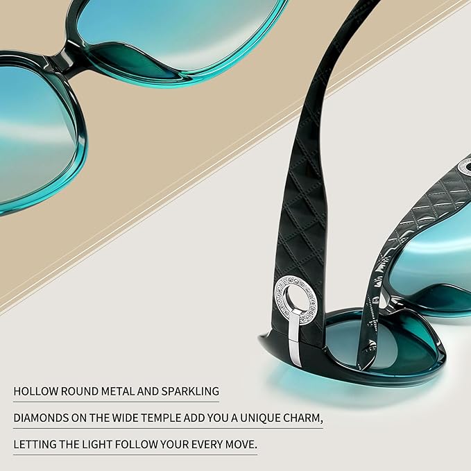 Joopin Big Womens Sunglasses Polarized Trendy Sun Glasses Large Rectangle UV Protection Rhinestone Sunnies