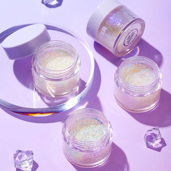 2 Pack Body Glitter Gel - Cosmetic-Grade, Color Changing Christmas Glitter Makeup for Face, Body, and Hair, Safe and Easy to Use, Perfect for Festivals Parties (01 Golden Mirage + 02 Stardust Pink)