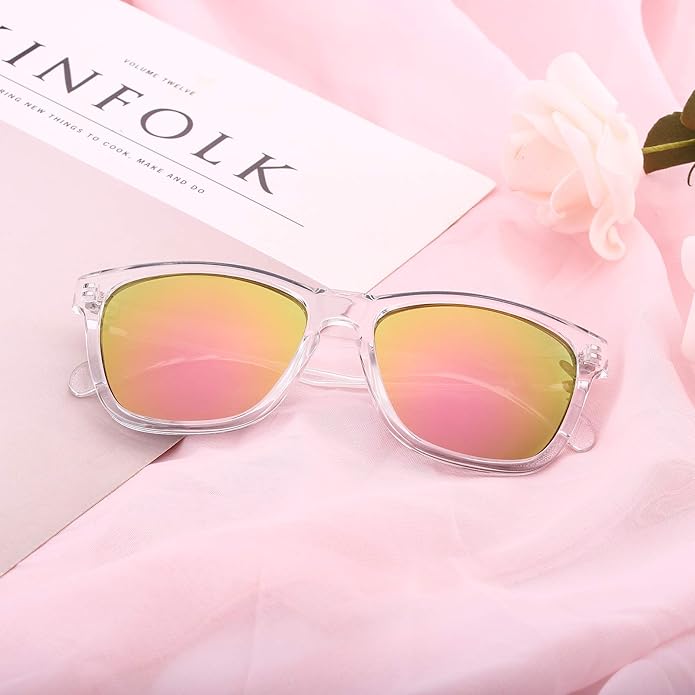 COLOSSEIN Sunglasses Womens,Classic Square Frame UV400 Mirrored Lens,Sunglasses Fit For Beach,Vacation,Driving