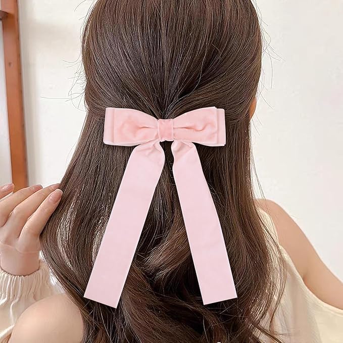 6 Colors Velvet Hair Ties, Bow Hair Clips for Women, Back to School Gifts Headdress Decor, Hair Band Set, Baby Teen Girl Stuff Hair Styling Accessories