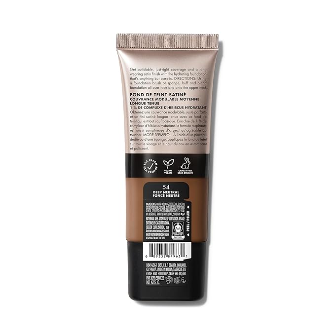 e.l.f. Soft Glam Foundation, Medium Coverage, Long-Lasting & Buildable Foundation For A Smooth, Satin Finish, Vegan & Cruelty-Free, 54 Deep Neutral