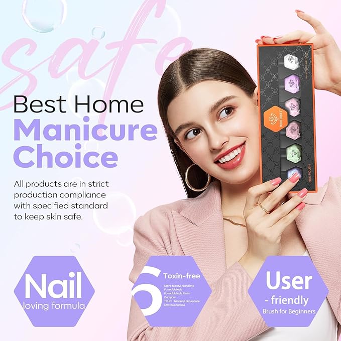 modelones Chrome Nail Polish Set, 2025 Spring Summer 6 Colors Shimmer Pearl White Pink Mermaid Purple Quick Dry Nail Polish Kit Fingernail Polish Manicure DIY Salon Home Easter Gifts for Women Girl