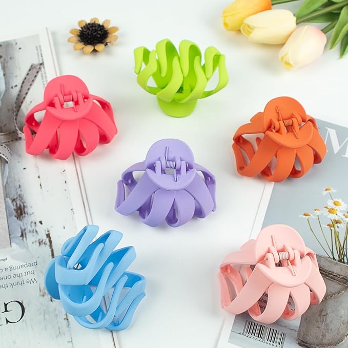 2.8 Medium Matte Hair Claw Clips for Thin Hair, 90' Strong Hold Non-slip Neutral Octopus Jumbo Hair Accessories for Women and Girls (Shiny)