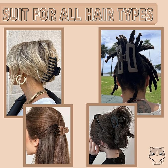 16 PCS 4.4" Large Hair Clips,Claw Clips,FDBJulyy Hair Clips for Women & Girls,4 Styles 4 Colors 16 Pack Strong Hold Matte Claw Hair Clip for Women Thick Hair & Thin Hair, 90's Vintage