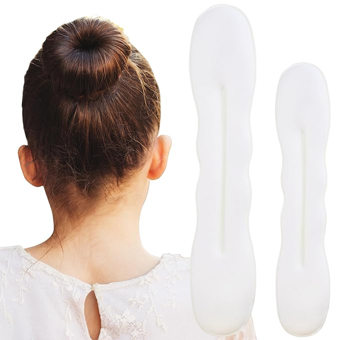 2pcs Hair Bun Maker for Women, Non-Slip Hair Bun Shaper Curler, Lazy Sponge Bun Updo Hair Styling Accessories for Long Thin Curly Straight Wavy Hair- White