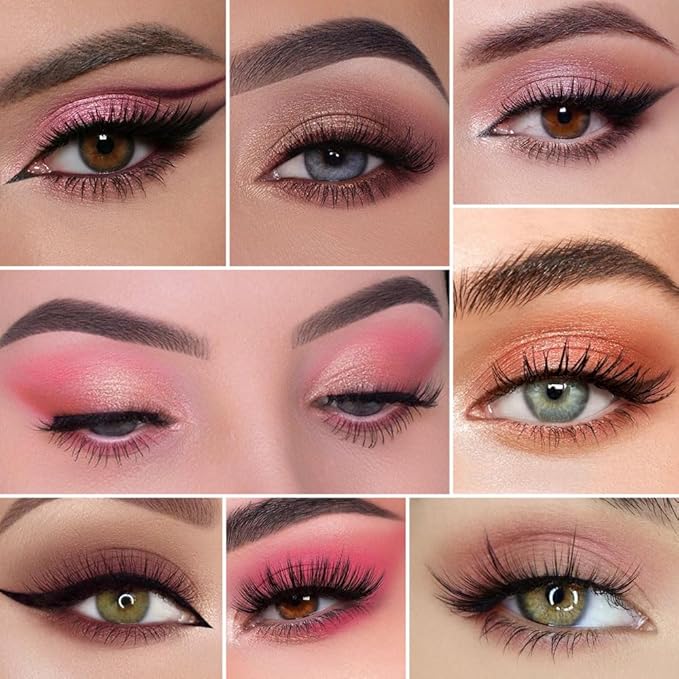 AMY'S DIARY Pink Shimmer Eye Shadow Makeup Palette 9 Colors, Highly Pigmented Matte Glitter Shimmer Pearl Waterproof Party Sparkling Eyeshadow Palette (01#)